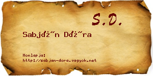 Sabján Dóra névjegykártya